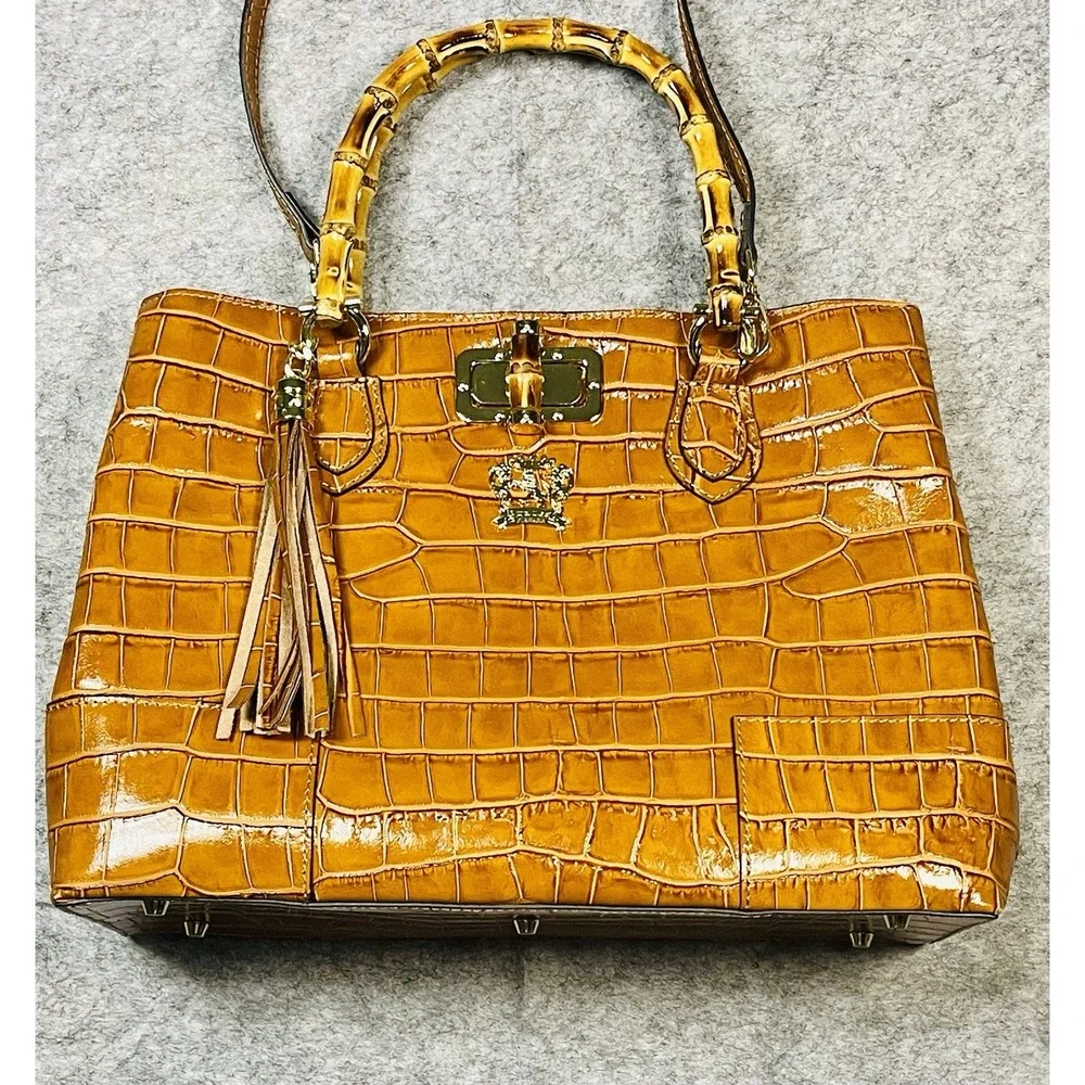 PRATESI FIRENZE| Bamboo Leather Handbag (!well kept)